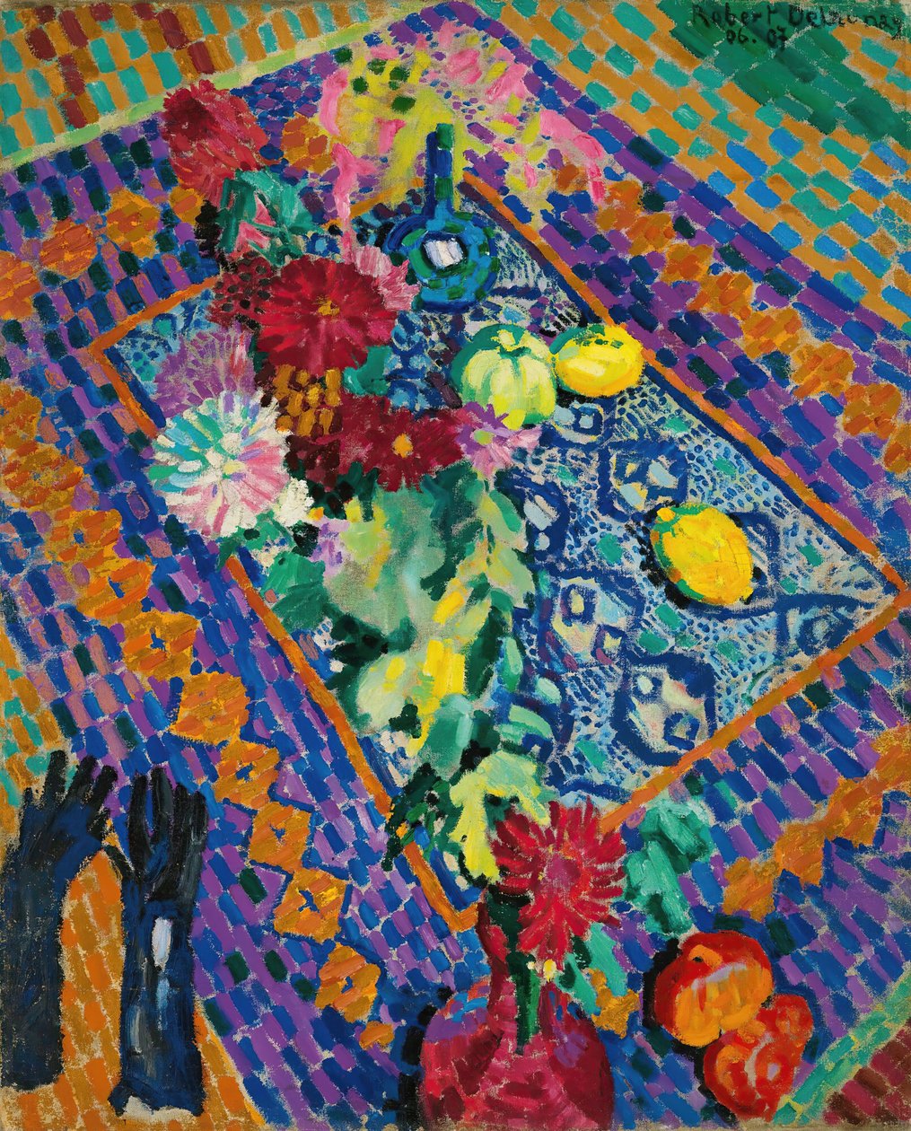 स्थिर जीवन दस्ताने के साथ, 1906-1907। द्वारा रॉबर्ट Delaunay