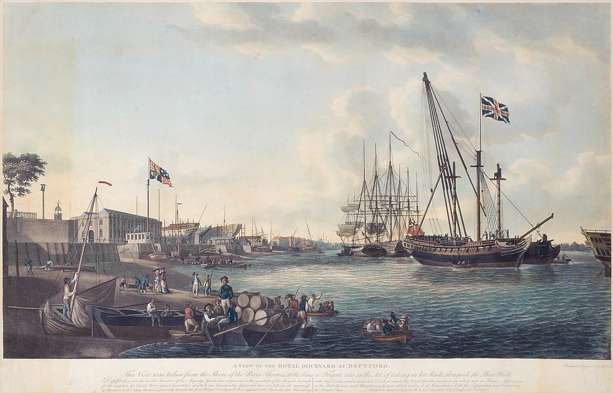 डेप्टफोर्ड में रॉयल डॉकयार्ड का एक दृश्य, c.1789 द्वारा रॉबर्ट डोड