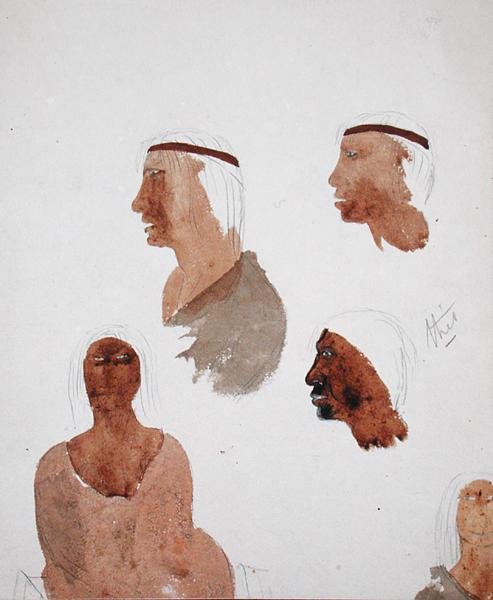 फ़्यूजियन प्रकार, c.1832 (कागज पर पेंसिल और पानी के रंग का) द्वारा रॉबर्ट फिट्जराय