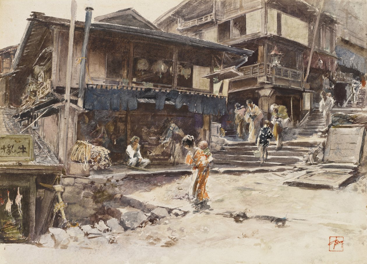 इको, जापान I, 1890 में एक स्ट्रीट द्वारा रॉबर्ट फ्रेडरिक ब्लम