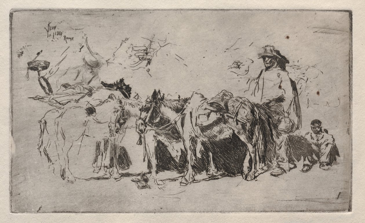 पुरुष और गधे, रोम, 1880। द्वारा रॉबर्ट फ्रेडरिक ब्लम