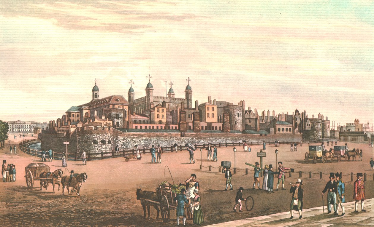 टॉवर ऑफ लंदन, c1821। द्वारा रॉबर्ट हेवेल