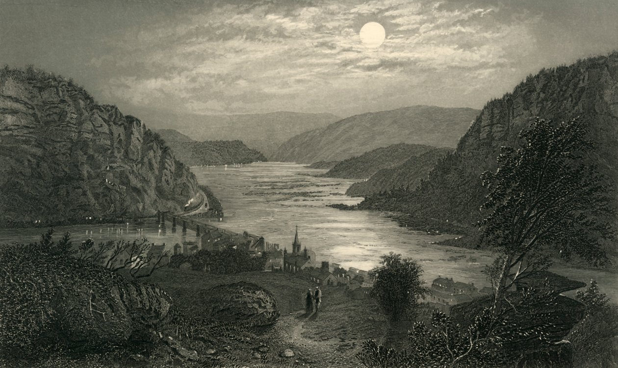 मूनलाइट द्वारा हार्पर फेरी, 1872। द्वारा रॉबर्ट हिंसेलवुड