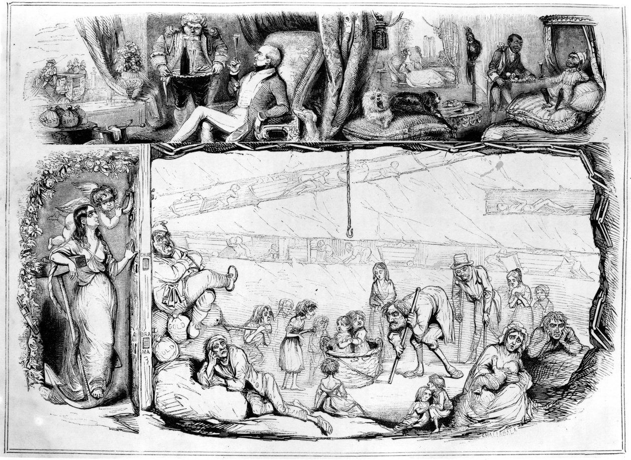 कैपिटल एंड लेबर, चित्रण &39;पंच&39;, 29 जुलाई 1843 से द्वारा रॉबर्ट जैकब हैमर्टन