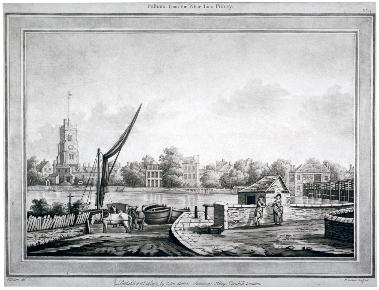व्हाइट लायन इन, पुटनी, लंदन, 1783 से फुलहम का दृश्य द्वारा रॉबर्ट लॉरी