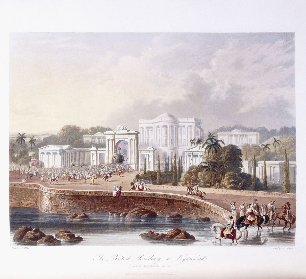 हैदराबाद में ब्रिटिश रेजीडेंसी, 1813; 1830 द्वारा रॉबर्ट मेलविले ग्रिंडले