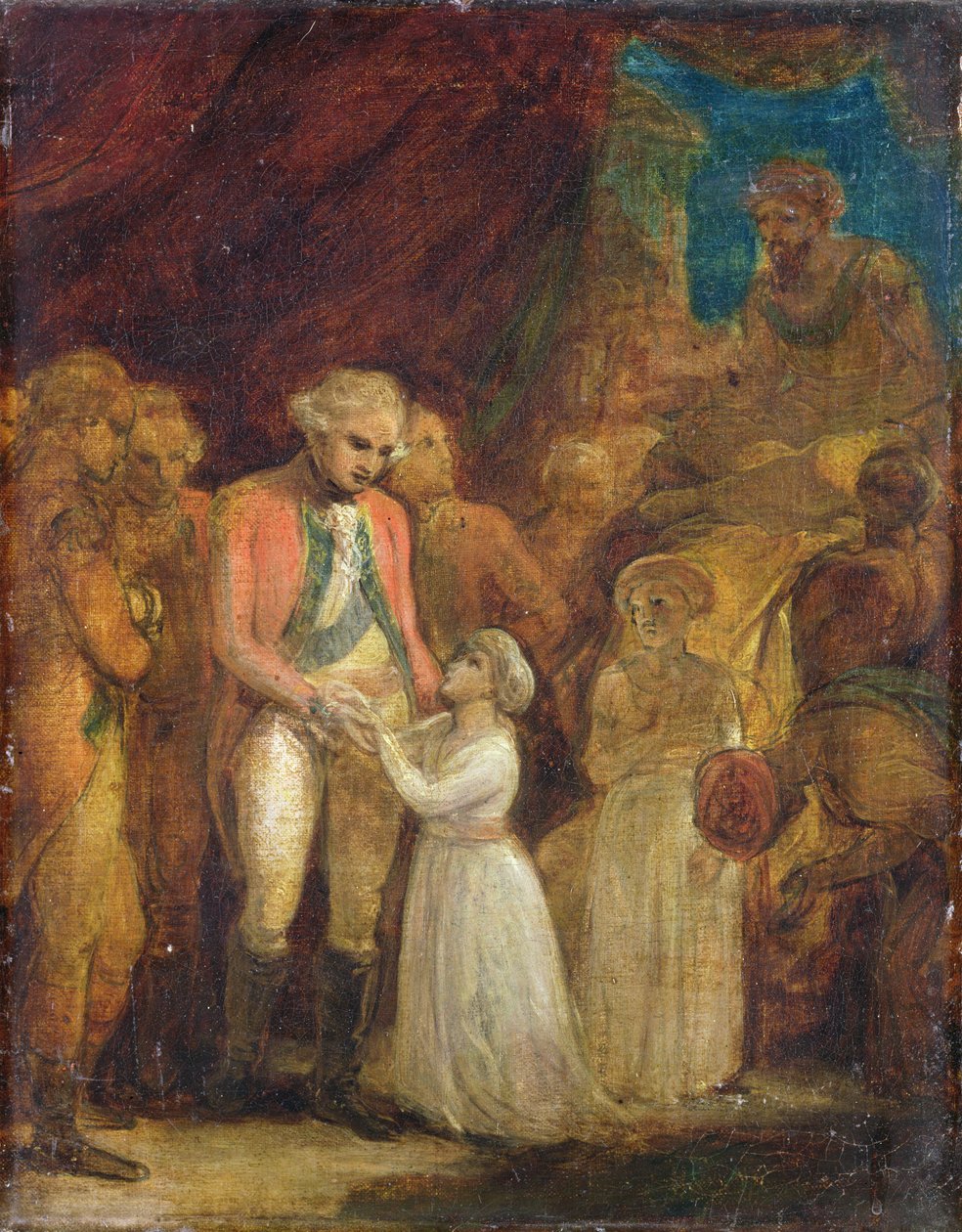मैसूर के सुल्तान टीपू साहिब के दो संस, जनरल कॉर्निवालिस (1738-1805), c.1792 (कैनवास पर तेल) के रूप में बंधकों के रूप में सौंपे जा रहे हैं। द्वारा रॉबर्ट स्मिर्के