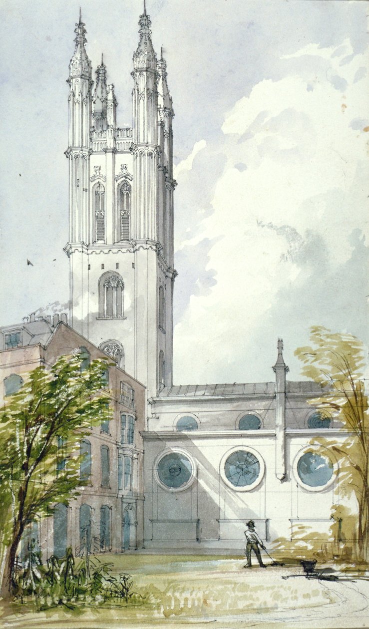 चर्च ऑफ़ सेंट माइकल, कॉर्नहिल, लंदन शहर, 1837 द्वारा रॉबर्ट विलियम बिलिंग्स