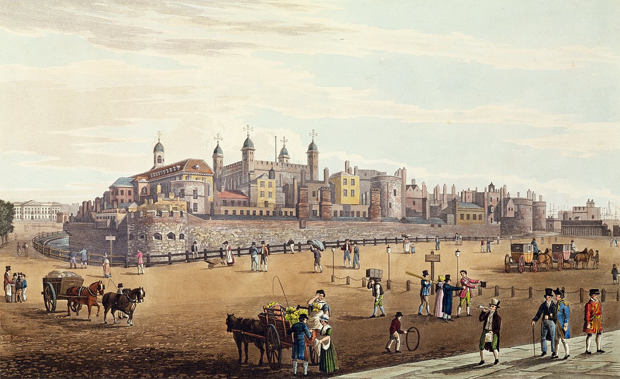 टॉवर ऑफ़ लंदन और मिंट, पब का दृश्य। Colnaghi und Co, 1821 (रंग जलीय) द्वारा द्वारा रॉबर्ट द एल्डर एंड यंगर हैवेल