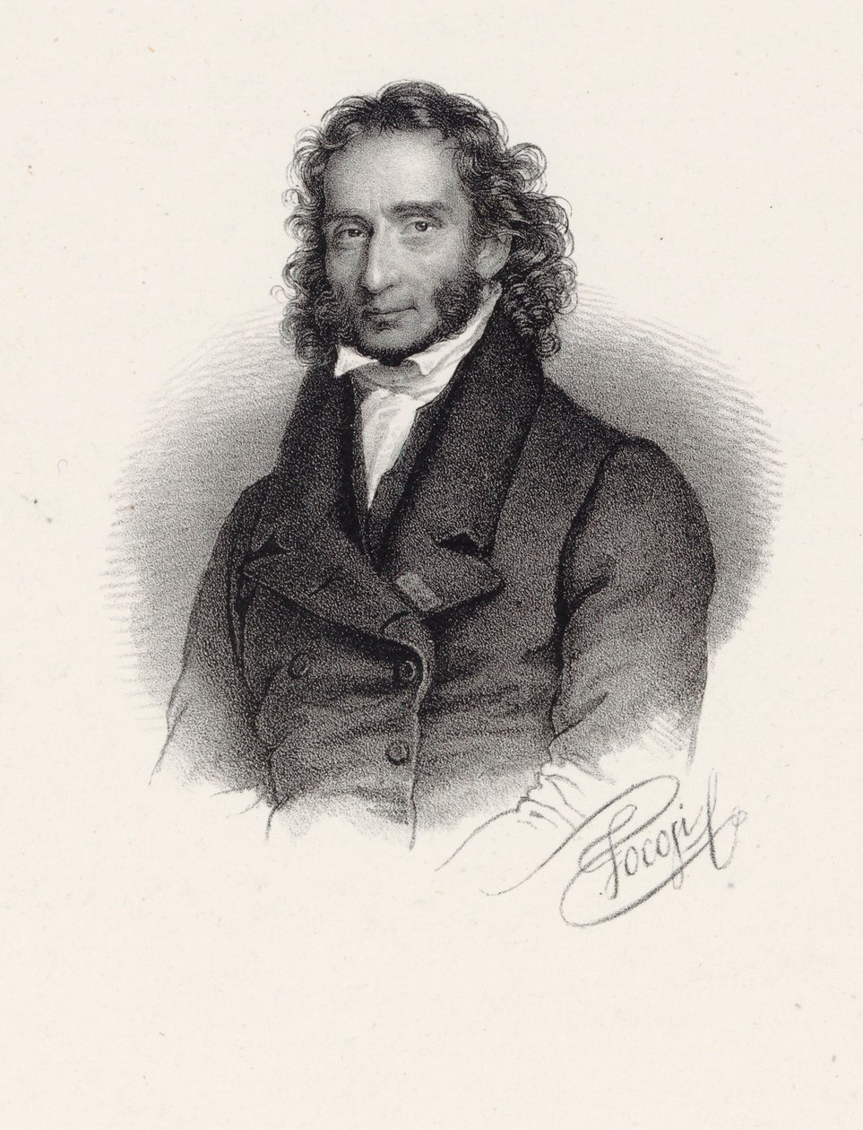 निकोलो पगनीनी का पोर्ट्रेट 1782-1840, 1830। द्वारा रॉबर्टो फ़ोकोसी
