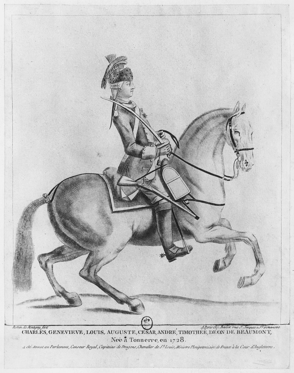शेवेलियर डी&39;ऑन एक ड्रैगून के रूप में 1779 द्वारा रॉबिन डी मोंटगैन