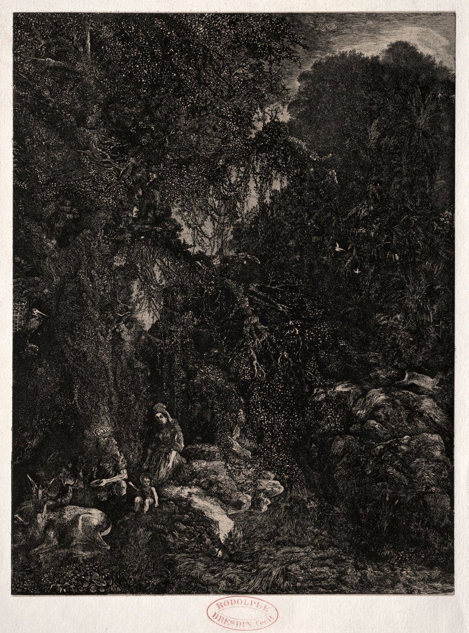 हिरण के साथ पवित्र परिवार, 1871। द्वारा रोडोलफे ब्रेज़िन