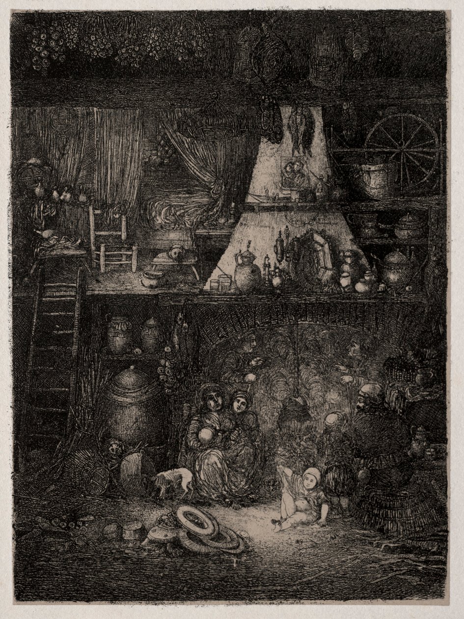 हाउट-गरोने में किसान इंटीरियर, 1858। द्वारा रोडोलफे ब्रेज़िन