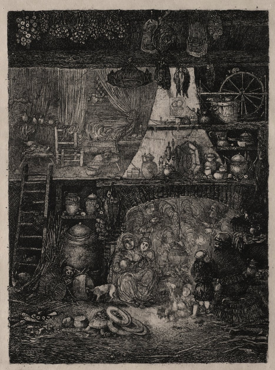 हाउट-गरोने में किसान इंटीरियर, 1858। द्वारा रोडोलफे ब्रेज़िन