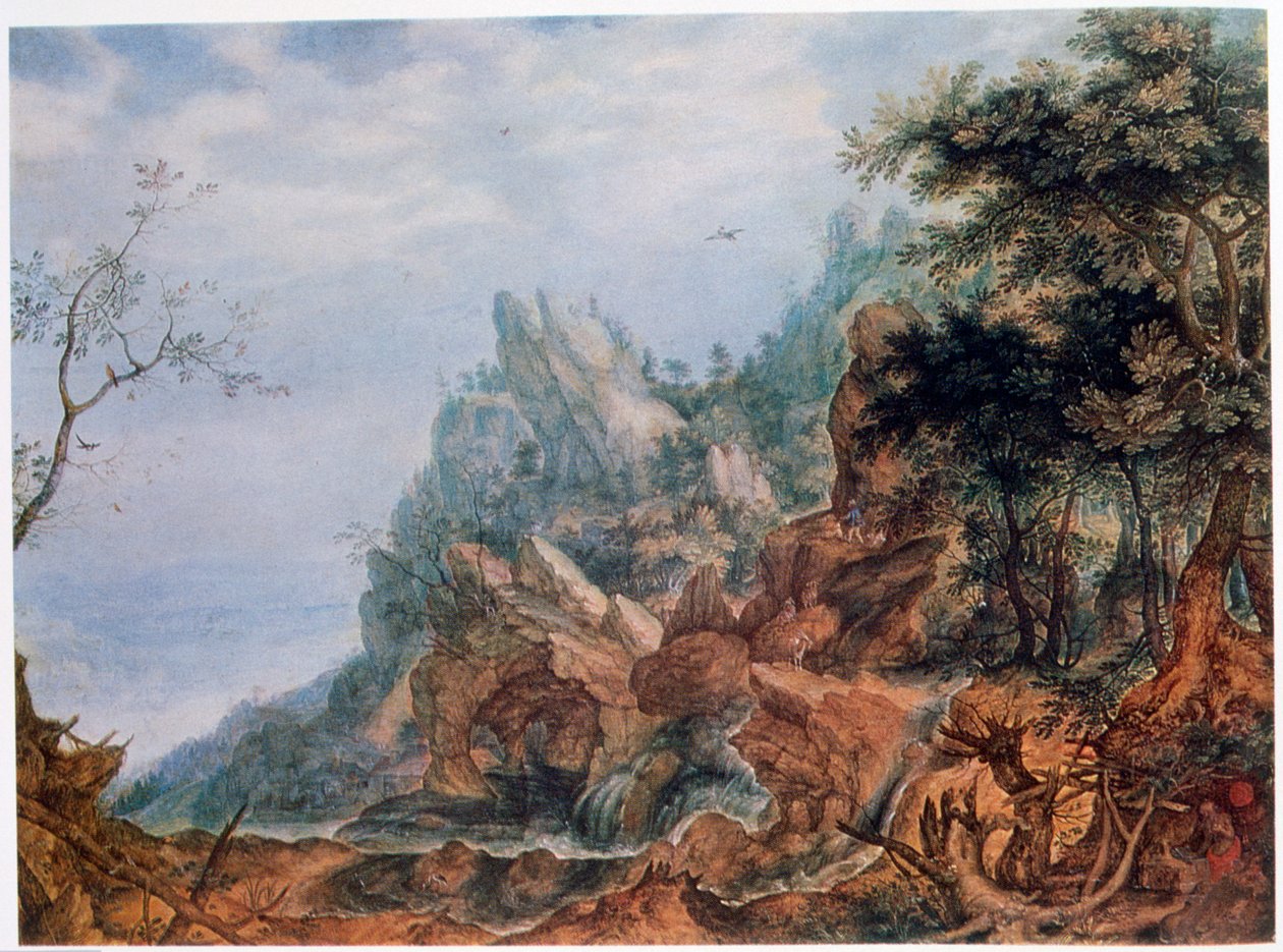 सेंट जेरोम इन ए रॉकी लैंडस्केप, c1596-1639 द्वारा रोलेट्ट सेवरी