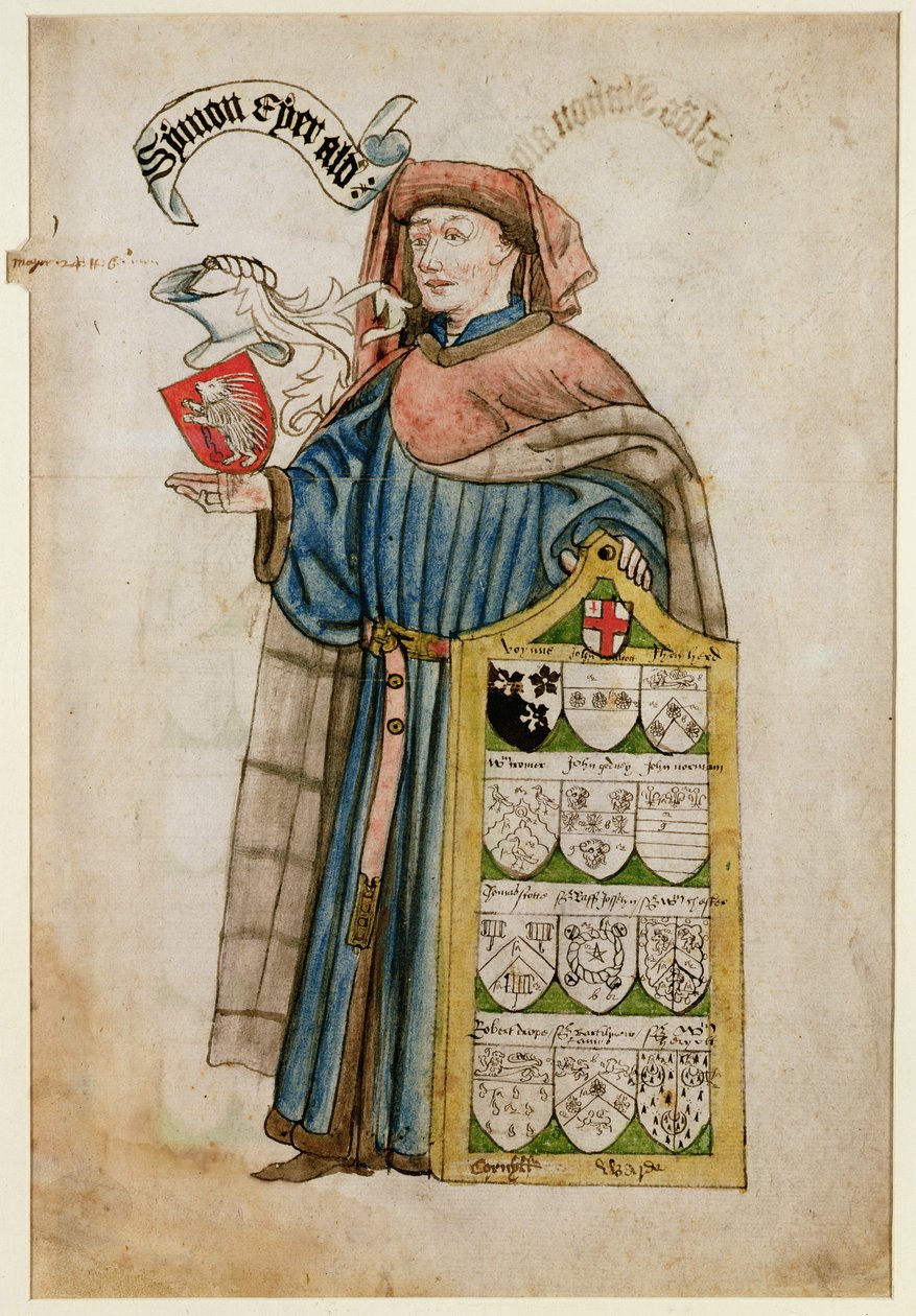 सिटी ऑफ लंदन एल्डरमैन के रॉब्स में साइमन आइरे, c.1450 (कागज पर wc) द्वारा रोजर ले