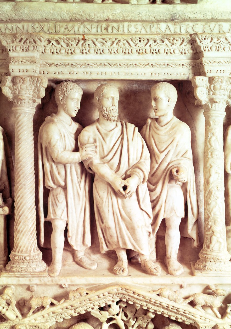 Giunio Basso का Sarcophagus, 4 वीं शताब्दी (संगमरमर) द्वारा उपन्यास