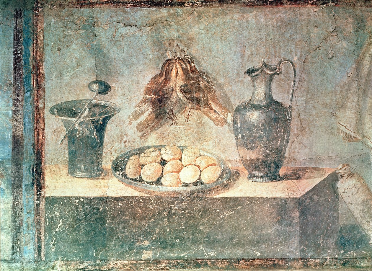 अभी भी अंडे और थ्रेश के साथ जीवन, Villa di Giulia Felice, Pompeii से द्वारा उपन्यास