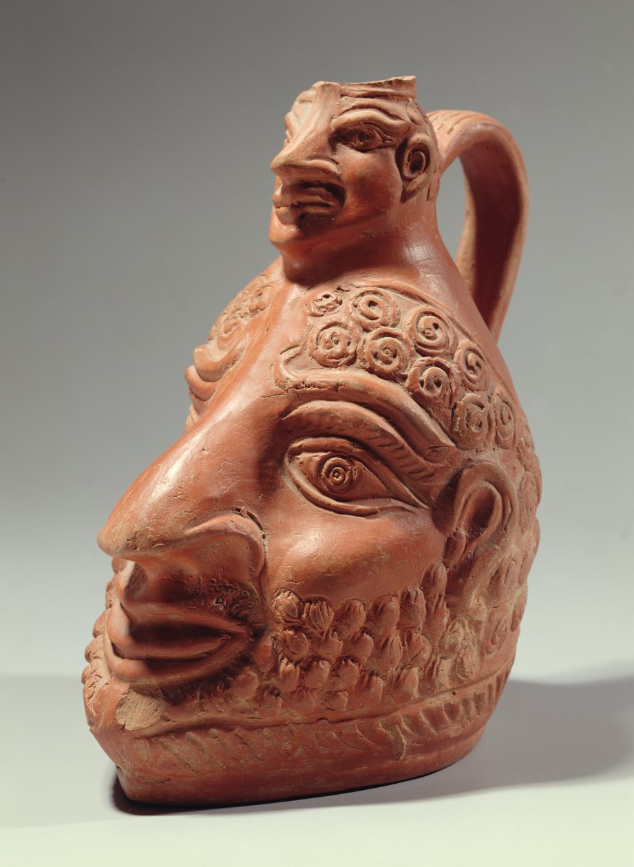 डबल सिर के आकार में फूलदान, c.400 AD (मिट्टी के बर्तन) द्वारा उपन्यास