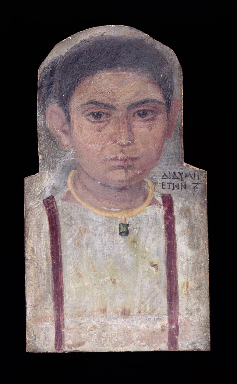 एक जवान लड़की की मम्मी का चित्र, &39;डिडीम, 7 इयर्स ओल्ड&39;, 180-200 ई। द्वारा रोमन काल मिस्री