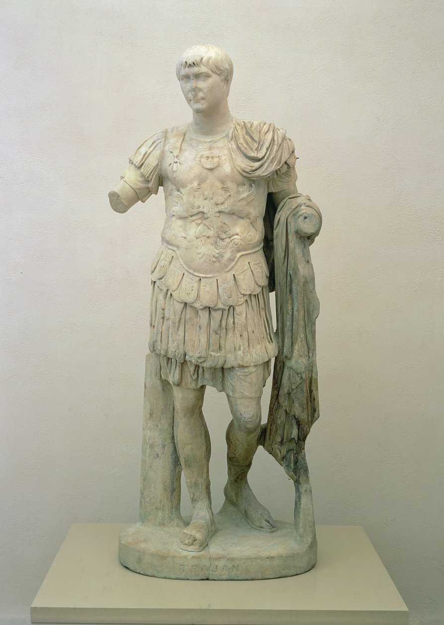 सम्राट ट्रोजन की मूर्ति (c.53-117) एंटोनिन काल, c.120 AD (पेंटेलिक संगमरमर) द्वारा उपन्यास