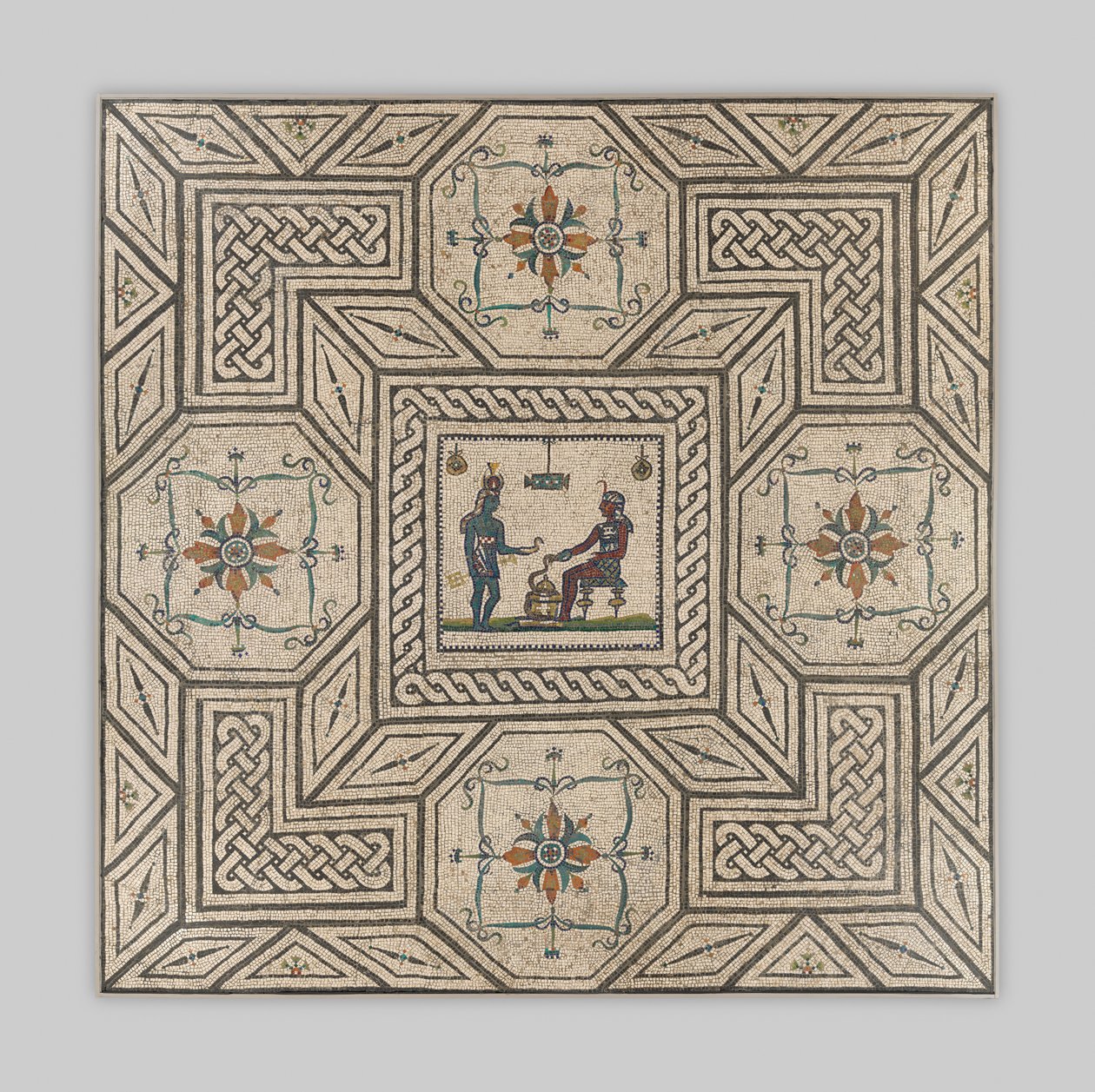 मिस्र के दृश्य के साथ मोज़ेक फुटपाथ, c.130-150 ईस्वी (पत्थर और कांच) द्वारा रोमन इंपीरियल काल