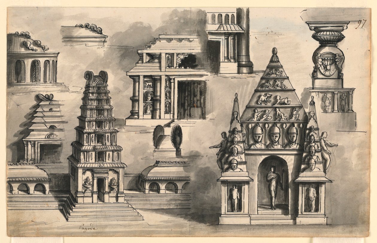 स्टेज डिज़ाइन, भारतीय मंदिरों का विवरण द्वारा रोमोलो अकिल लिवरानी