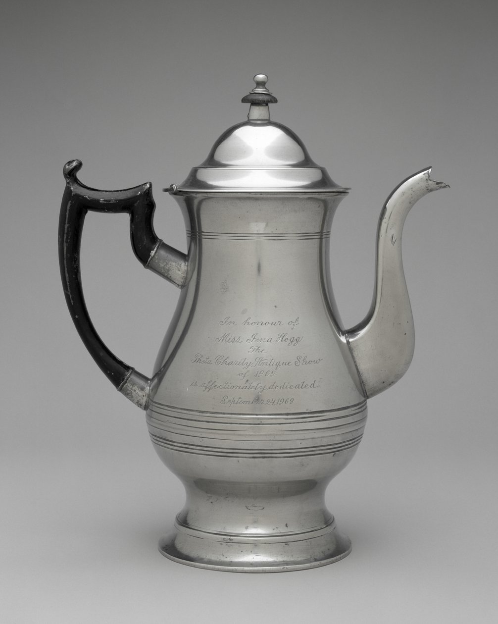 कॉफ़ीपोट या चायदानी, c. 1830-1870 (पीटर, अज्ञात लकड़ी) द्वारा रोसवेल (attr। To) ग्लीसन