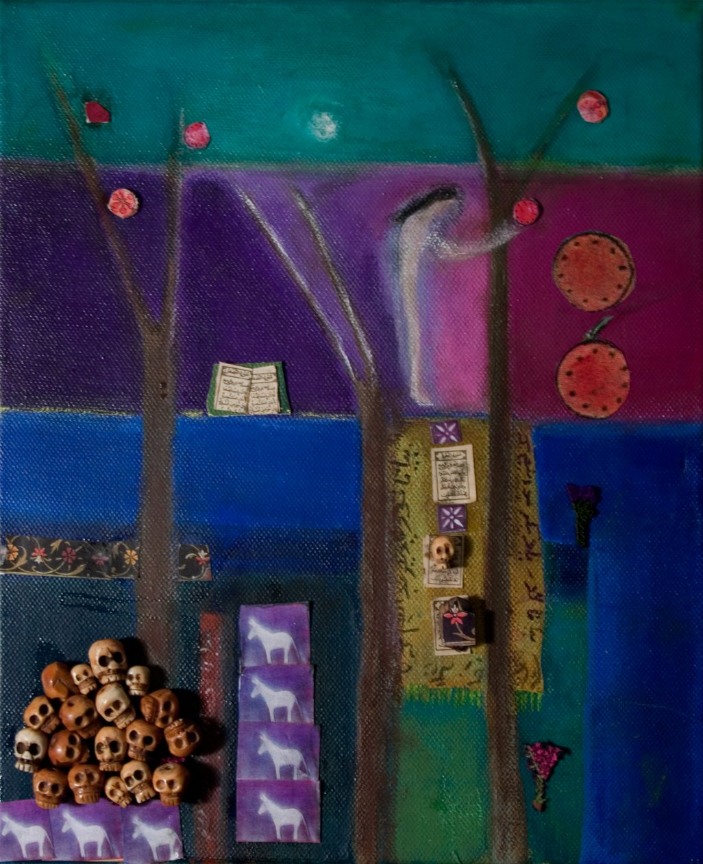 ईव और अनार, 2011 (कैनवास पर तेल और कोलाज) द्वारा Roya Salari