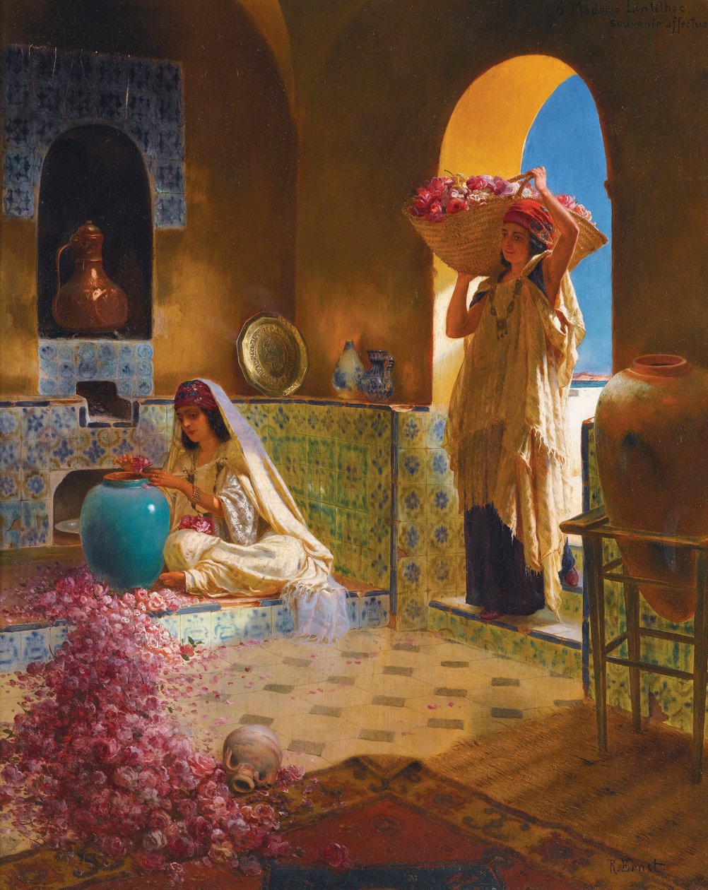 लेस परफ्यूम्यूज़ - परफ्यूम निर्माता - रुडोल्फ अर्न्स्ट (1854-1932)। लकड़ी पर तेल आयाम: 55,5x45 सेमी निजी संग्रह द्वारा रूडोल्फ अर्न्स्ट