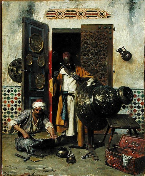 धातु कार्यकर्ता, c.1888 (पैनल पर तेल) द्वारा रूडोल्फ अर्न्स्ट