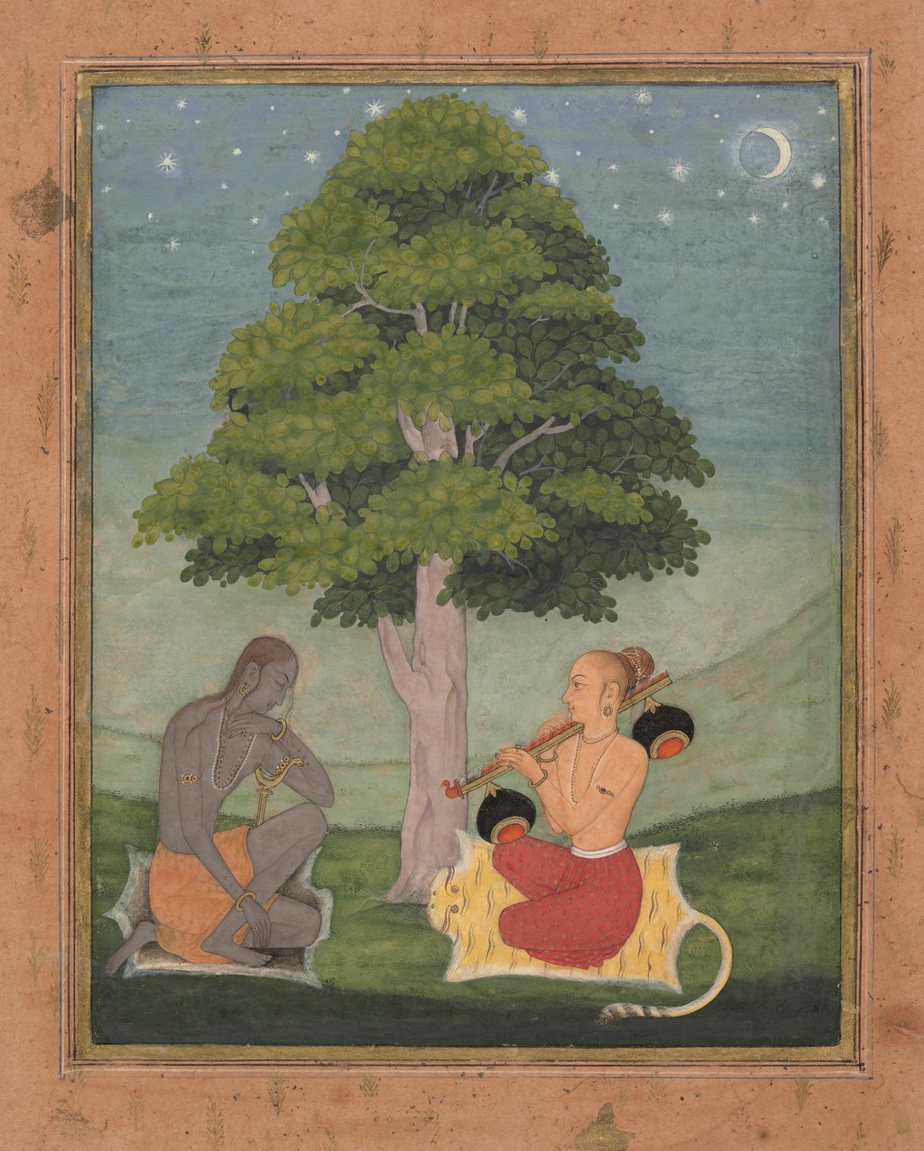केदार रागिनी: एक रागमाला श्रृंखला गारलैंड ऑफ म्यूजिकल मोड्स से फोलियो, सीए। 1690-95। द्वारा रुकनुद्दीन