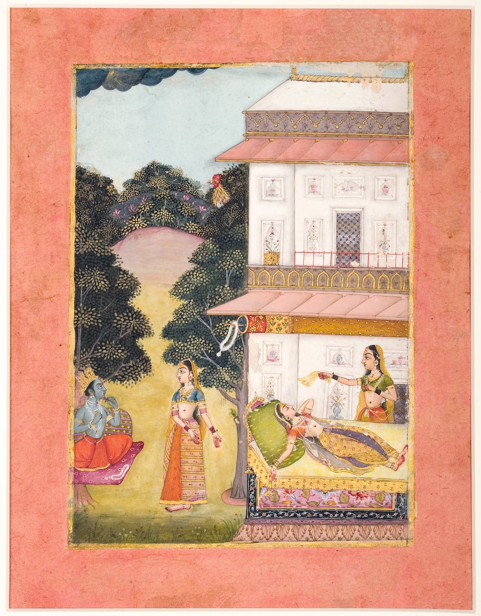 राधा पाइंस, 1685 (कागज पर अपारदर्शी wc और सोना) द्वारा बीकानेर के रुकुनुद्दीन