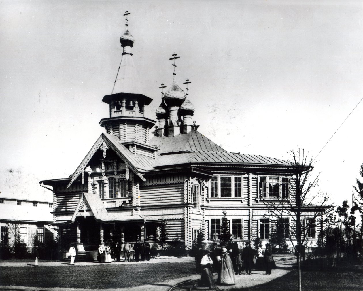 पैरिश चर्च और स्कूल उद्योग और कला, निज़नी नोवगोरोड, 1896 की अखिल रूसी प्रदर्शनी के लिए डिज़ाइन किया गया द्वारा रूसी फोटोग्राफर