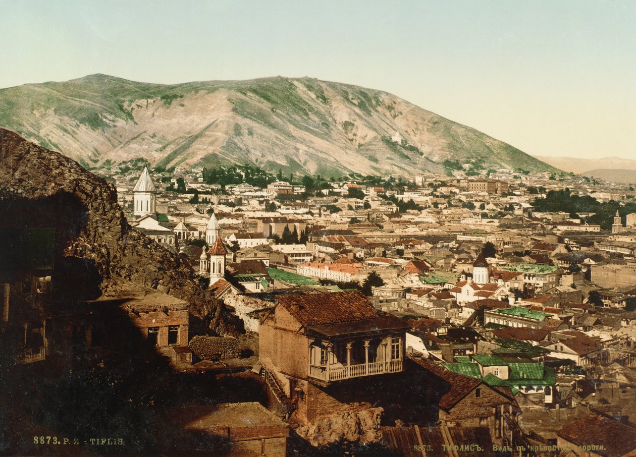 1890 के दशक में टिबिलिसी का विंटेज पोस्टकार्ड द्वारा रूसी फोटोग्राफर