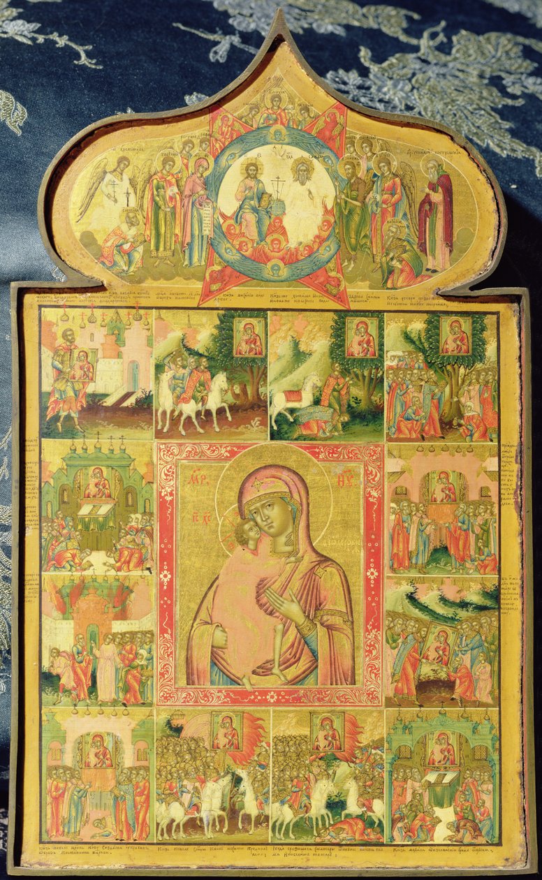 थियोडोर के वर्जिन चमत्कार के साथ, 1759 (लकड़ी पर अंडे का तड़का) द्वारा रूसी स्कूल