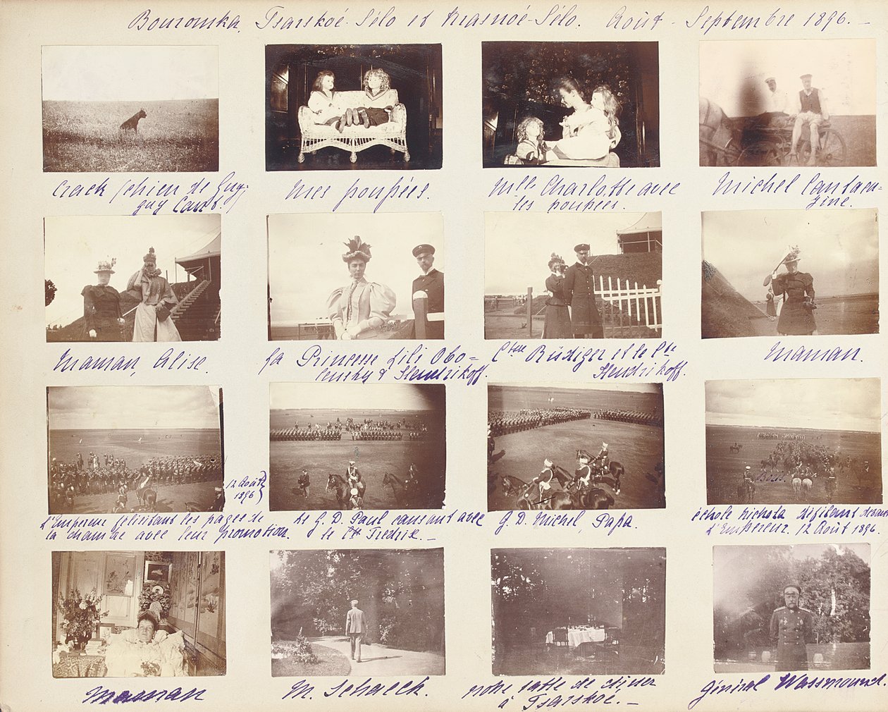 रूसी इंपीरियल परिवार, तस्वीरों के एक एल्बम से पेज, c.1897-99 (बी - डब्ल्यू फोटो) (487676-80 भी देखें) द्वारा रूसी फोटोग्राफर