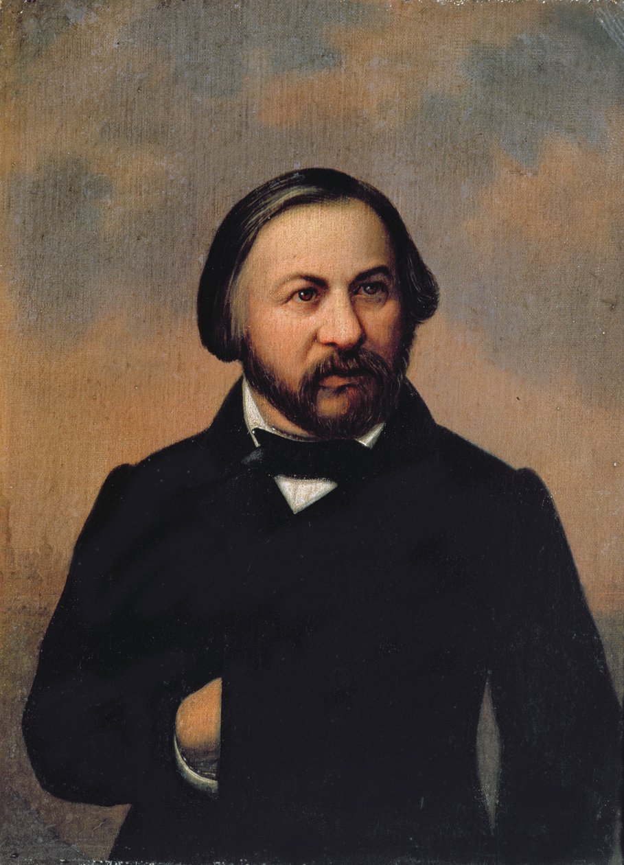 मिखाइल इवानोविच ग्लिंका (1804-57) का पोर्ट्रेट, 1850 का दशक द्वारा रूसी स्कूल