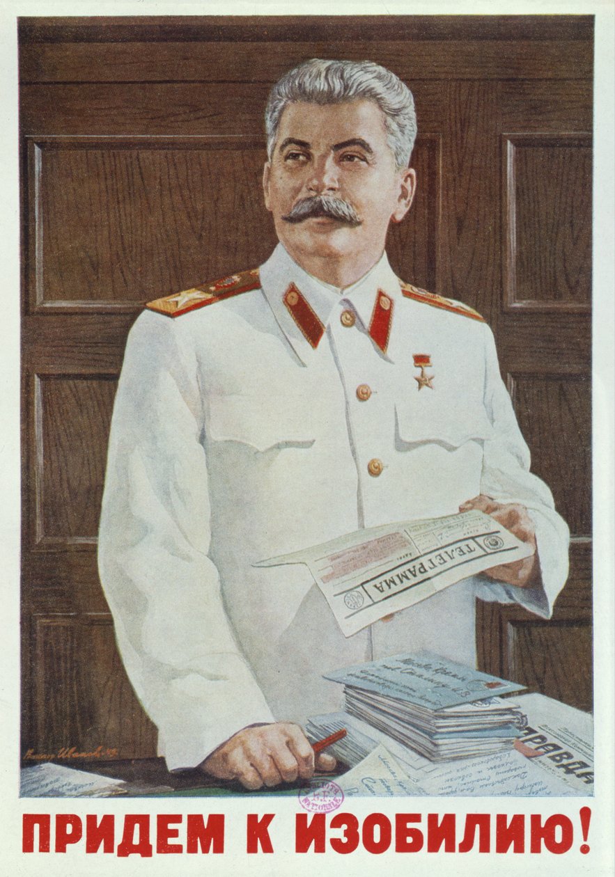 स्टालिन का सोवियत पोस्टर, 1949 का टेलीग्राम पढ़ा द्वारा रूसी स्कूल