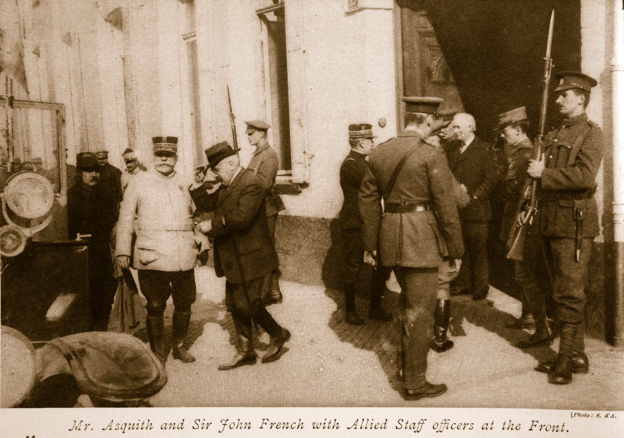 फ्रंट, 1914-19 में मित्र देशों के स्टाफ अधिकारियों के साथ श्री अस्किथ और सर जॉन फ्रेंच द्वारा एस। डी। फोटोग्राफी