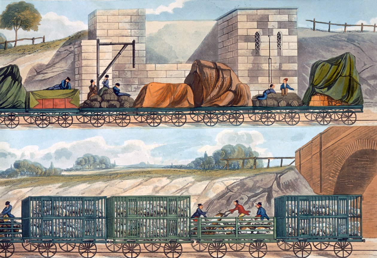 लिवरपूल और मैनचेस्टर रेलवे पर ट्रेनें, 1832-1833 द्वारा एसजी ह्यूजेस