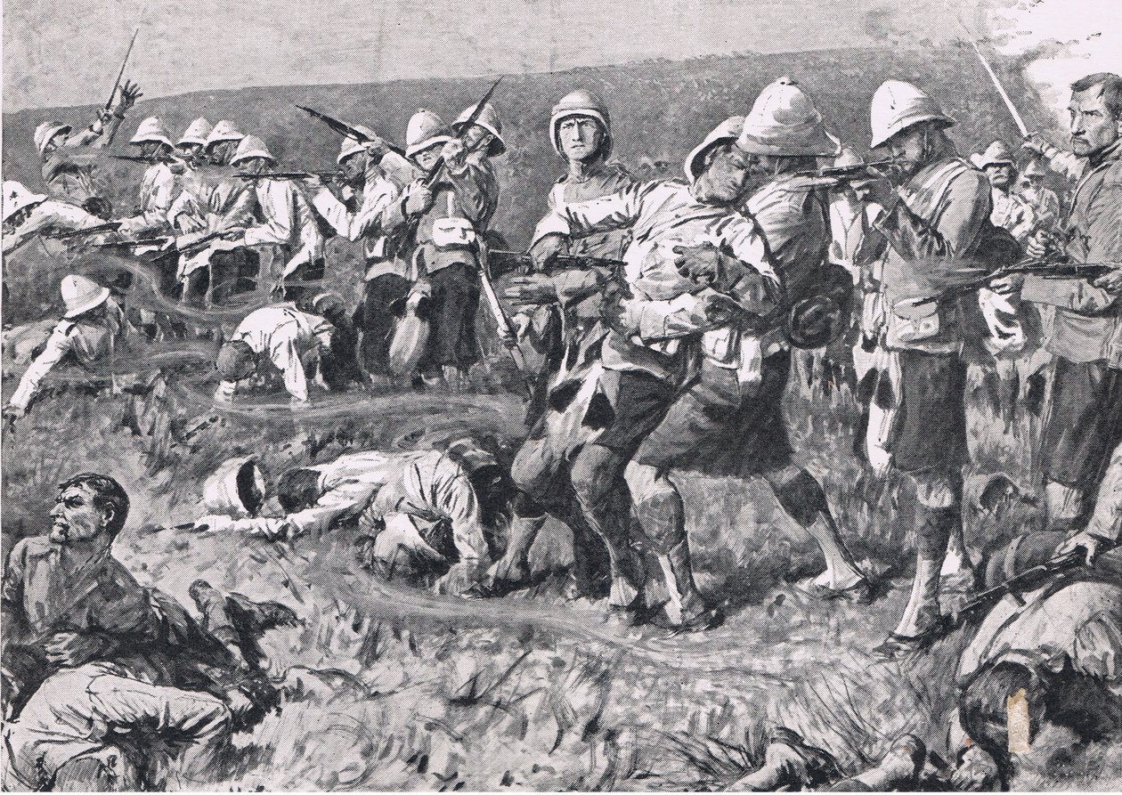 मजुबा हिल, 27 फरवरी 1881 (प्रथम बोअर वार), लैंड और सी, 1915 पर ब्रिटिश बैटल से चित्रण द्वारा एस बेग