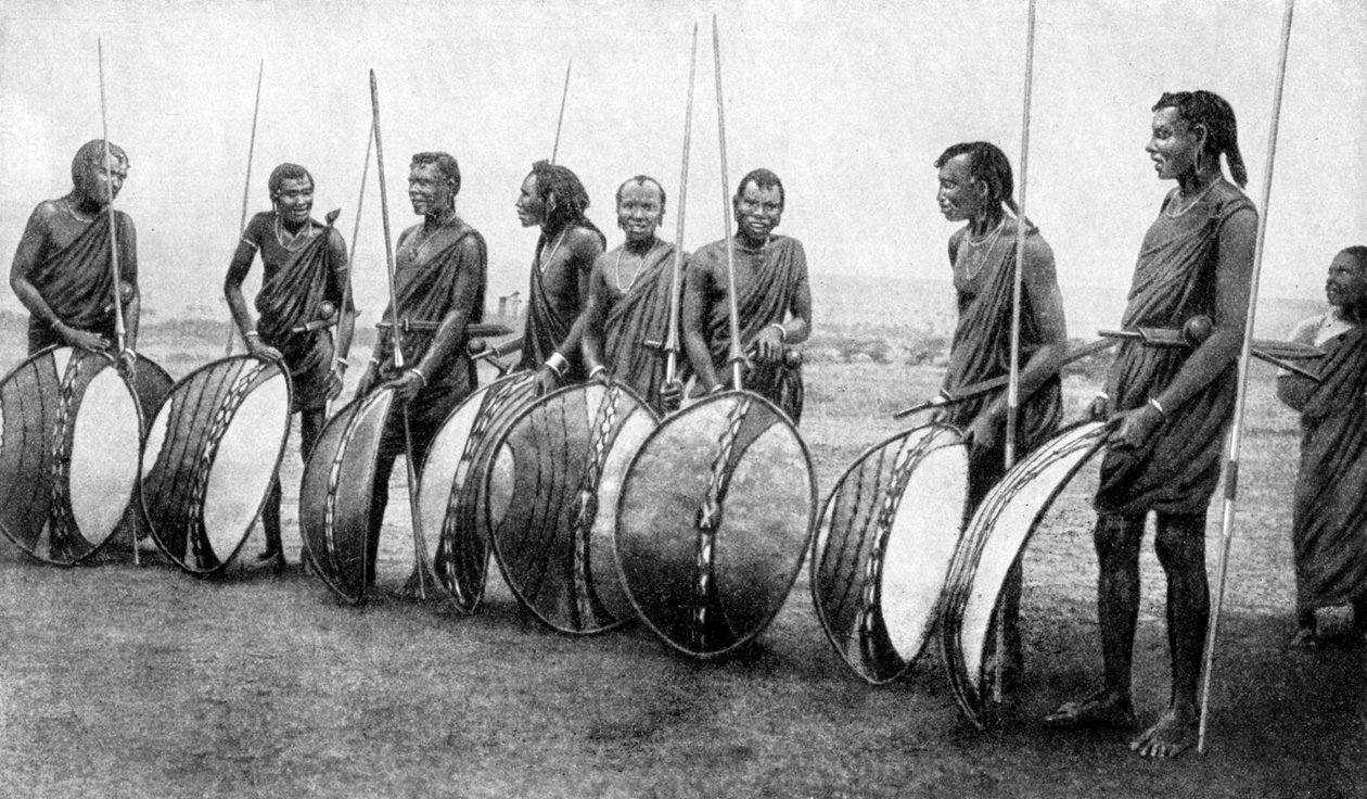 पूरी लड़ाई में मसाई योद्धाओं का एक समूह 1922 में घबरा गया। द्वारा एसजे हॉपर