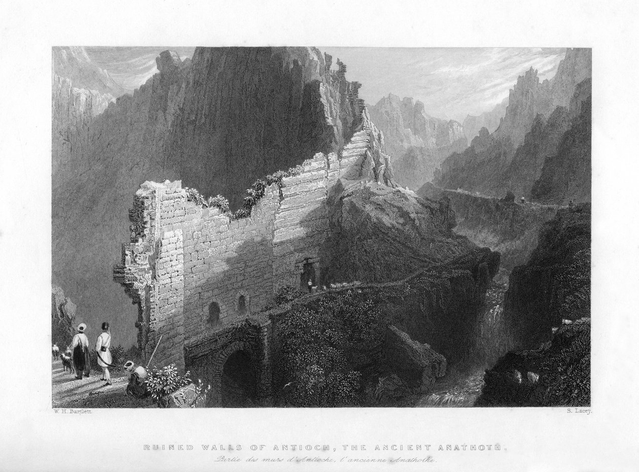 एंटिओच की बर्बाद दीवारें, प्राचीन अनाथोथ, 1841 द्वारा एस लेसी