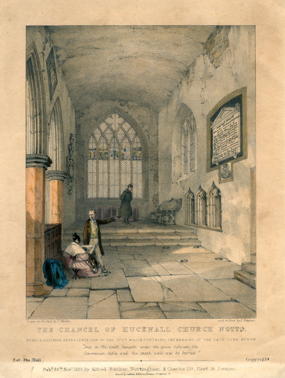 हकनल चर्च, नॉटिंघमशायर, 1835 का चांसल द्वारा एस रेनेर