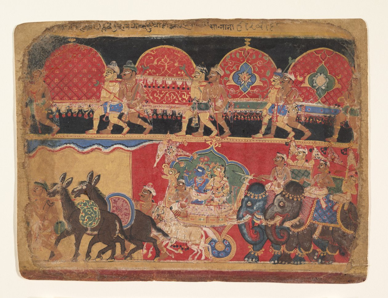 Krishna and the Kshatriya Maidens Proceed to Dvaraka..., ca. 1520-30.  द्वारा सा नाना