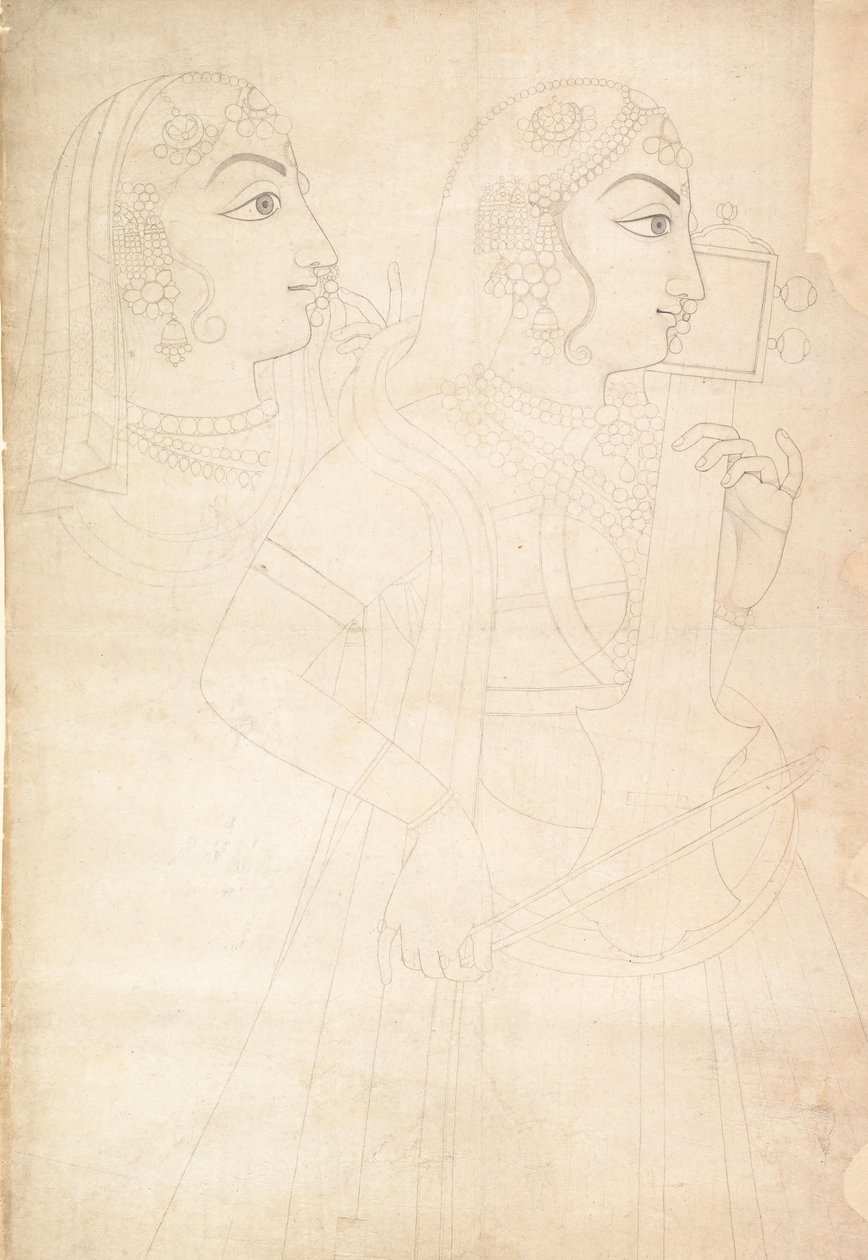 सिंगर और सरिंदा प्लेयर, सीए। 1800. द्वारा साहिब रामी