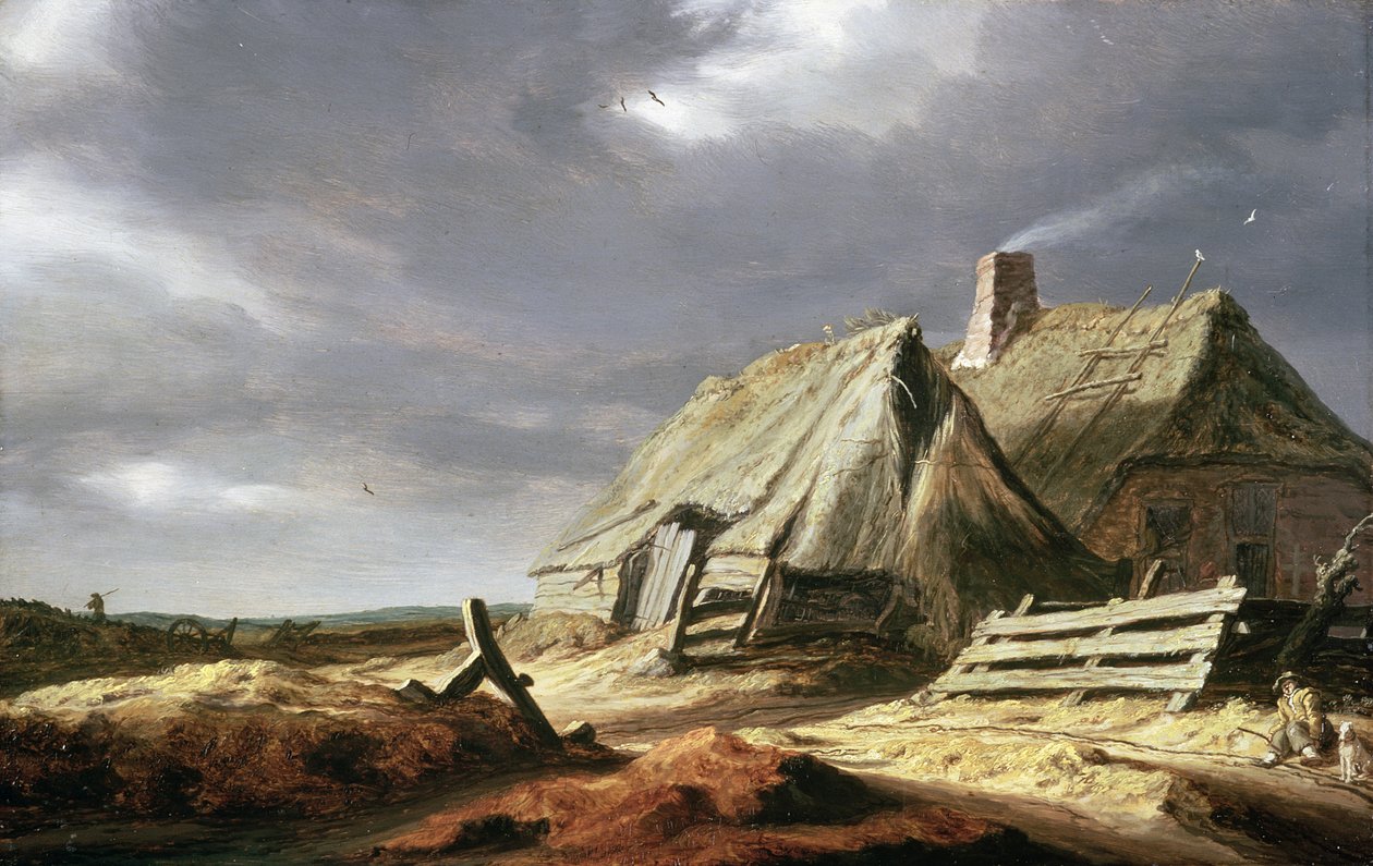 लैंडस्केप्स में फार्म बिल्डिंग, c.1625-28 द्वारा सॉलोमन वैन रुइसेडेल या रुइसडेल