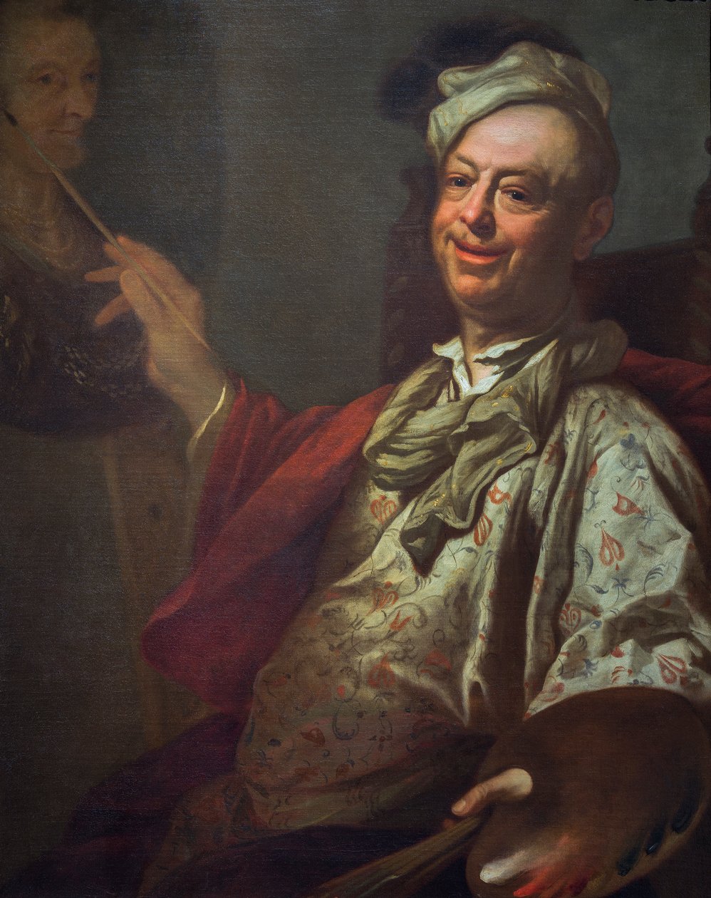 अपने चित्रफलक पर कलाकार का स्व-चित्र, c.1690 (कैनवास पर तेल) द्वारा सलोमन एडलर