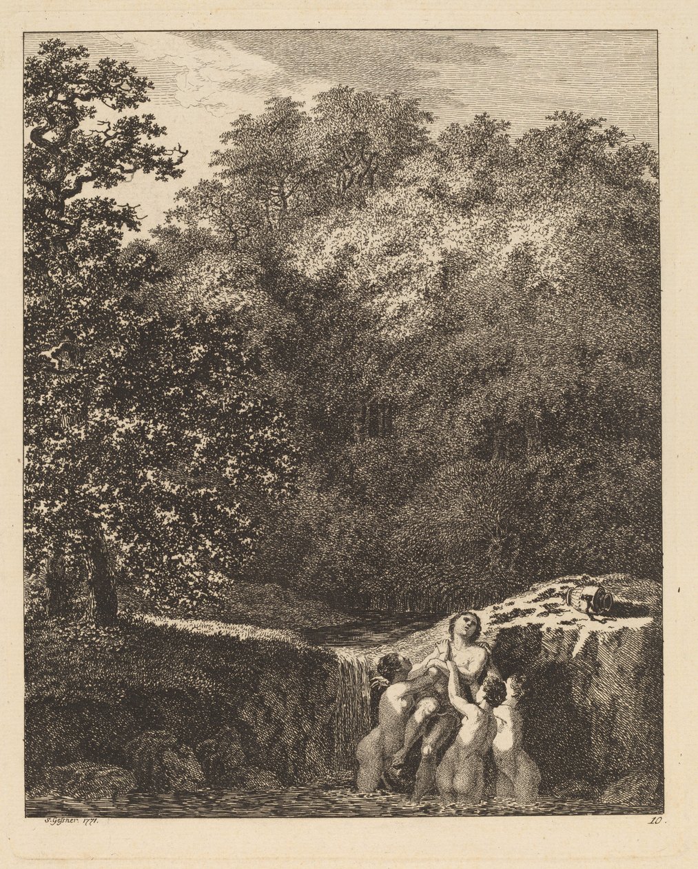 हिलास और निम्फ्स, 1771। द्वारा सॉलोमन गेसनर